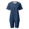 thumbnail image 5 of Ketyyh-chn99 Two Piece Short Set Pajamas Shorts Set Lounge Sets Sets Outfits Short Sleeve Basic Shorts Set Navy,3XL, 5 of 5