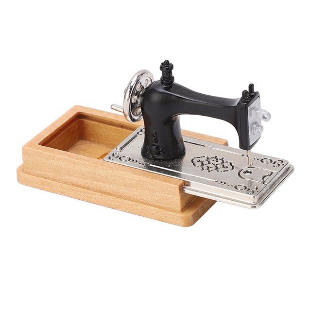 Dollhouse Sewing Machine, Lifelike Fine Workmanship Dollhouse Miniature Sewing Machine For Decoration Wood Color