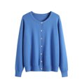 thumbnail image 1 of Hauts d'Hiver Femme Femmes Chandail Uni à Col Rond Veste Cardigan Chandail à Col Rond Tenues d'Automne 2024 S-95 Bleu TTG, 1 of 4