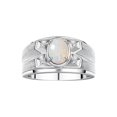 thumbnail image 1 of RYLOS Men's Rings Sterling Silver Rings Classic Designer Style 8X6MM Oval Gemstone &  Diamond Ring Opal October Birthstone Rings For Men Size 11, 1 of 7