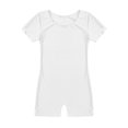 thumbnail image 3 of inhzoy Filles Enfants Manches Courtes Extensible Ballet Danse Justaucorps Unitard Justaucorps Combinaison Biketard Tenue de Danse Blanc 10, 3 of 5