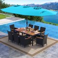 thumbnail image 4 of Costway 11 PCS Patio Wicker Dining Set with Double-Sided Outdoor Umbrella 8 Stackable Chairs, 4 of 9
