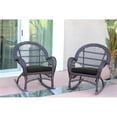 thumbnail image 2 of Jeco Wicker Rocker Chair in Espresso with Black Cushion (Set of 2), 2 of 2