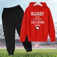 thumbnail image 3 of Hiiyo Little Girlss Outfits Rugby Letter Print Hoodie and Sweatpants Sports Sweatsuit, 3 of 3