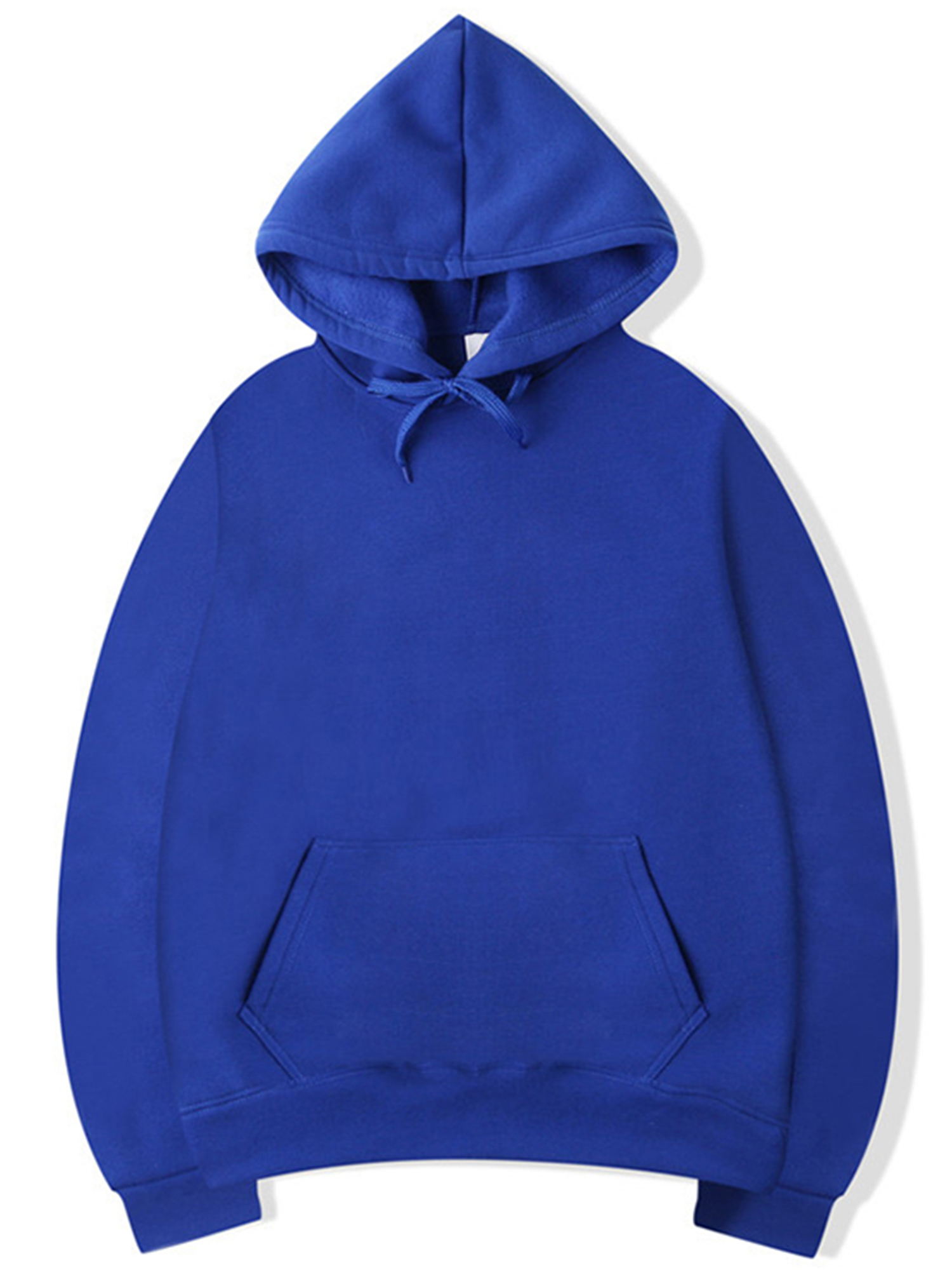 LUXUR Women Sweatshirt Pocket Hoodies Drawstring Hooded Tops Warm Pullover Solid Color Blue L