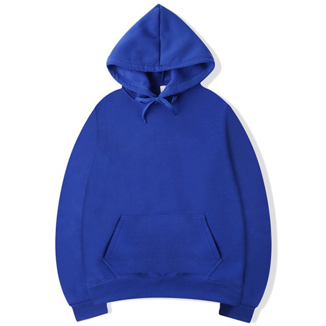 MAWCLOS Ladies Sweatshirt Pocket Hoodies Solid Color Hooded Tops Casual Fall Drawstring Pullover Blue M