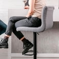thumbnail image 2 of Heavenly Collection Modern Modern Tufted Fabric Adjustable Swivel Barstools (Set of 2) - Hydraulic Gas Lift Counter Stools with Black Matte Base & Footrest - Ideal for Kitchen Islands & Home Bars, 2 of 8