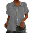 thumbnail image 1 of Yuyuzo Womens Button down Shirts Short Sleeve V Neck Tshirts Solid Color Office Work Tops Blouses, 1 of 6