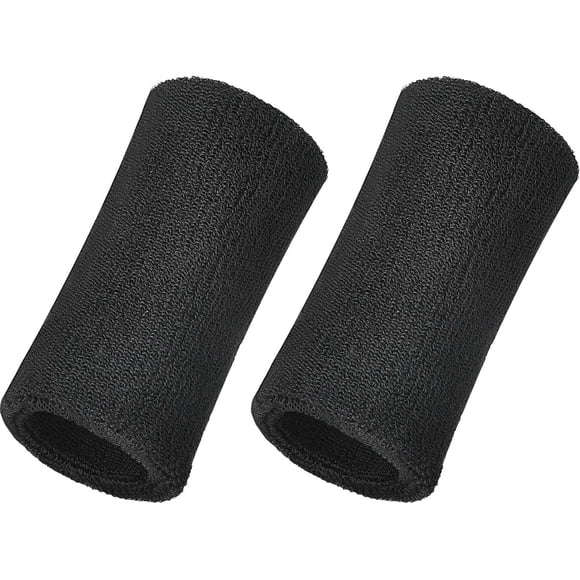 Woeilo 6 Inch Wrist Sweatband Sport Wristbands Elastic Athletic Wrist Bands for Sports 2 Pieces Black