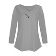 thumbnail image 4 of Timegard Womens Tops V-Neck Ruched Button Long Sleeve Solid Color Comfy Tee Dressy Casual Tunic Top, 4 of 4