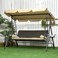 thumbnail image 2 of Outsunny 3-Seat Porch Swing with Canopy Outdoor Swing Chair w/ Rattan Seat, 2 of 10