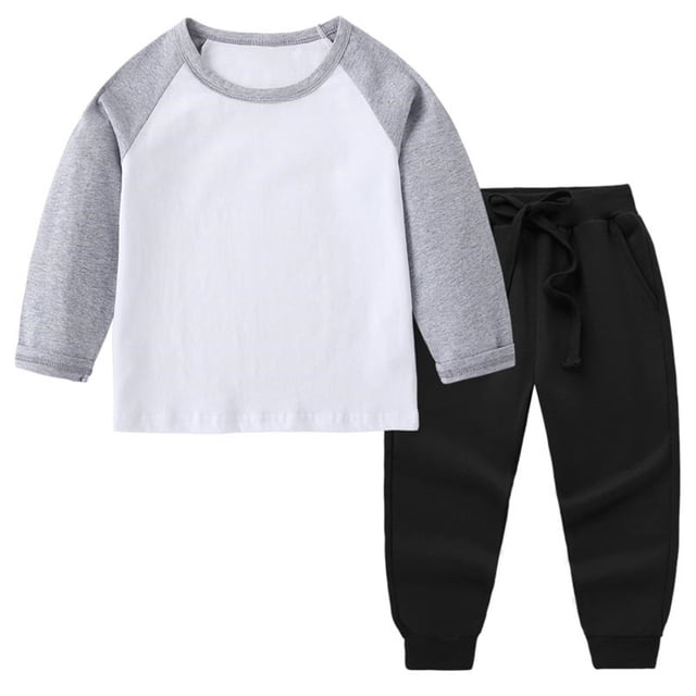 Survêtement pour Enfants, Haut à Manches Raglan et Col Rond avec Pantalon Jogger à Taille Élastique, Mélange Doux Polyester-Spandex pour un Jeu Confortable et un Usage Quotidien