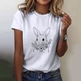 thumbnail image 2 of LUOGENLI T-shirts pour Femme pour Femmes T-shirts Décontractés de Pâques pour Femmes Mignon Lapin et Fleur Imprimé Col Rond Manches Courtes T-Shirt Ample Blouse Hauts T-shirts pour Femmes T-Shirt Graphique Fête de la Saint-Patrick Blanc TTG, 2 of 5
