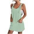 thumbnail image 1 of Femmes Robes d'Été Casual Solide Couleur Poches Bretelles Courte Mini Robe, 1 of 6