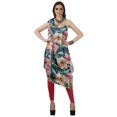 thumbnail image 1 of Moomaya Robe Kurti Sans Manches à une Épaule Imprimée pour Femmes, Vêtement de Créateur Boho pour Fête, 1 of 7