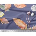 thumbnail image 3 of Soimoi Purple Poly Georgette Fabric Leaves & Peach Floral Print Fabric by Yard 52 Inch Wide, 3 of 3