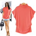 thumbnail image 2 of Blouse Décontractée en Coton à Manches Courtes Col Roulé pour Femmes, T-shirt Grande Taille, 2 of 2