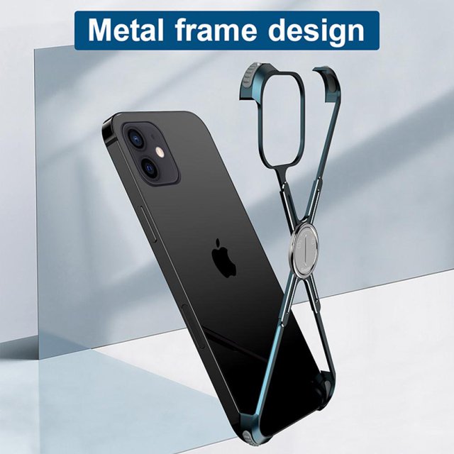 Promotion Boîtier en Aluminium pour 12 Mini / Pro / Pro Max Support en Aluminium Cadre en X Compatible avec 12 Pro Max (Bleu)