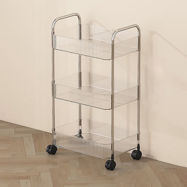 QTOCIO 3-Tier Rolling Storage Cart With Wheels- Plastic Multi-Room Organizer For Kitchen- Living Room-Office -Bathroom