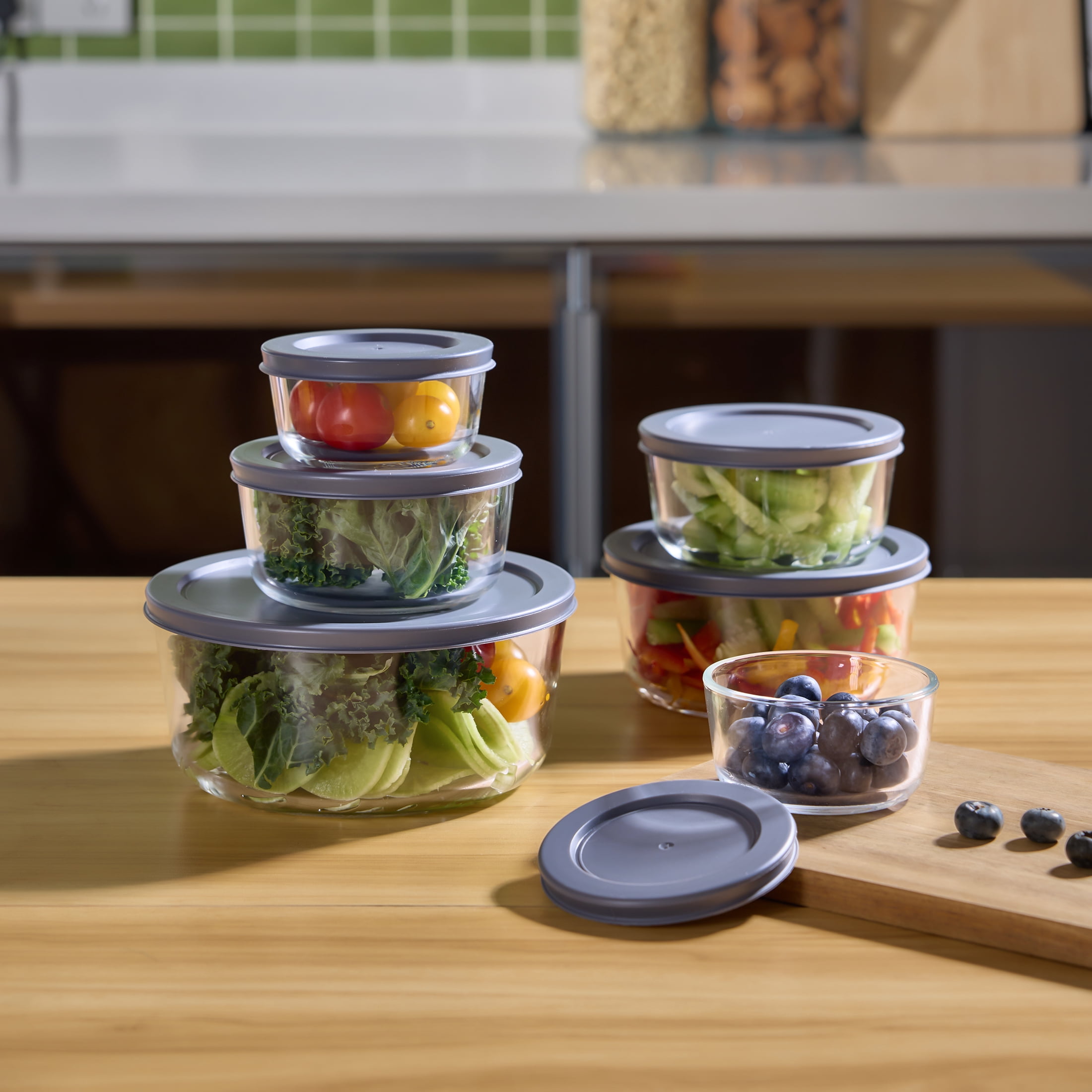 Mainstays 6 pcs Set Round Glass Food Storage Container