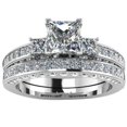 thumbnail image 2 of Square  Couple Ring Set Two Ladies Pair Ring Alloy Square Zirconia Ring Wedding Ring, 2 of 5