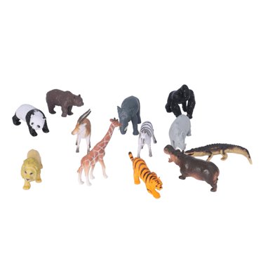 Figurines d'Animaux, Ensemble de Jeu Animaux de la Jungle Simulation Apprentissage Forêt 12 Pcs Décoration pour Noël
