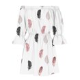 thumbnail image 4 of Robes d'Été pour Femmes Robes d'Été pour Femmes Travail Décontracté Plage Aguichant à Rabais Robes à Manches Courtes pour Femmes Décontractées Tunique à Épaules Robes d'Été Décontractées Coupe Ample Manches Évasées Mini Robe Fleurie, 4 of 5