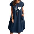 thumbnail image 2 of LSLJS Fashion Women Casual O- Neck Print Plus Size Pocket Dress, 2 of 5