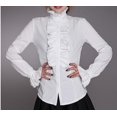 thumbnail image 1 of Blouses pour Femmes Printemps Bureau Mode Chemises Col Haut Volants Poignets Tunique Plissée Grande Taille Blanc, 1 of 7