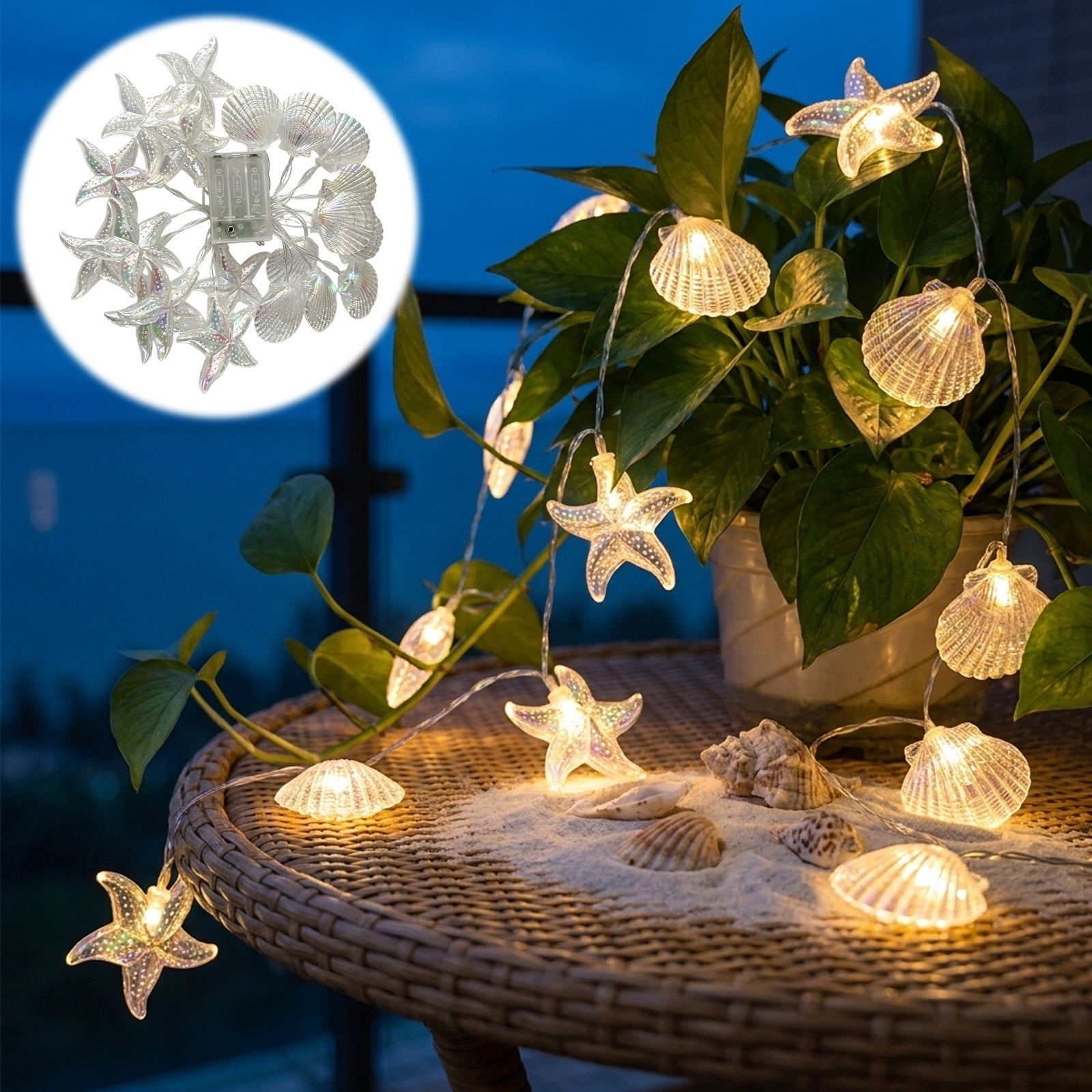 Summer OceanThemed LED Battery Operated String Lights Warm White Decorative Lighting For Bedrooms Patios And Holiday Parties