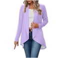 thumbnail image 1 of tarylea Hauts pour Femmes Tendance Col Rabattu Ourlet Irrégulier Cardigan Manches Longues Tunique Uni Décontractée Ample Hauts d'Automne, 1 of 8