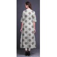 thumbnail image 4 of Bimba Robe Anarkali à Blocs Feuilles Blanches et Fleurs Imprimée Col Mandarin Kurtis Indiens pour Femmes Tenue de Fête Anarkali Kurta -XXX-Large, 4 of 5