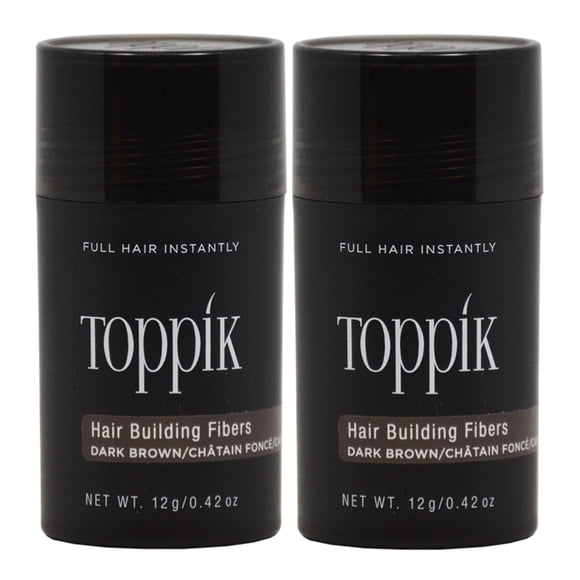 Lot de 2 - Fibres Constructrices pour Cheveux Toppik Brun Foncé 0,42 Oz