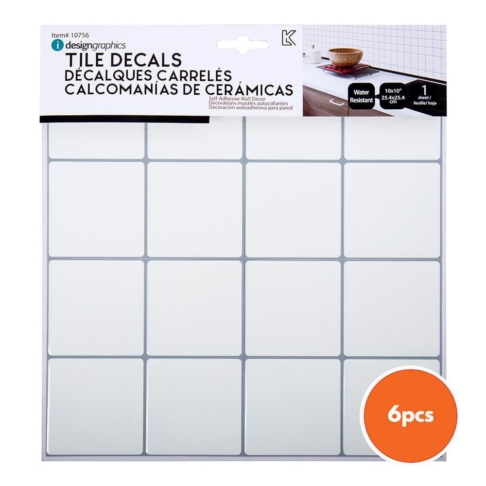 Truu Design, White Square Self-Adhesive Peel and Stick Self-Adhesive Peel and Stick Wall Tiles