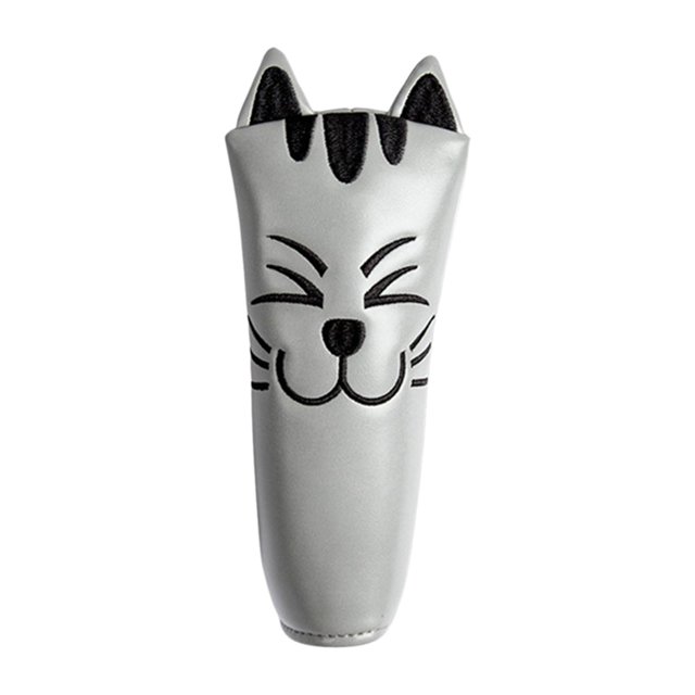 Golf Club Head Covers Mallet Putter Cat Pattern Accessories Putter Cue Headcover Straight Grey