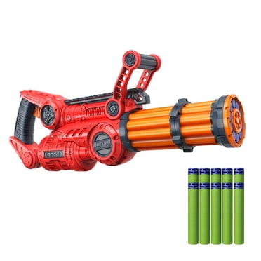 Adventure Force Lancer Gatling Blaster manuel à pompe, canon rotatif, puissance Slamfire, 10 fléchettes universelles compatibles, blaster de fléchettes en mousse