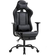 FDW Office Chair Ergonomic High, Footrest Lumbar Support and Headrest, Black