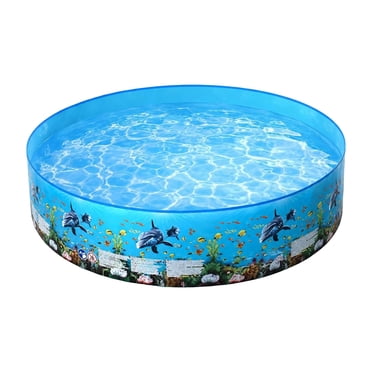Aqestyerly Piscine pour Enfants Sans Gonflable, Piscine pour Enfants Pliable en Plastique Rigide avec Motif Océan, Jeu d'Eau Estival Robuste en PVC pour Cour Arrière et Jardin, Baignoire pour Animaux, 60 x 10 Pouces HWRETIE