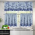 thumbnail image 5 of Blue Butterfly Floral Kitchen Curtains Valance Set of 3,Flower 24 Inch Length Tier Curtains Cafe Bar Window Curtains, Rod Pocket,Easy to Install, 5 of 5