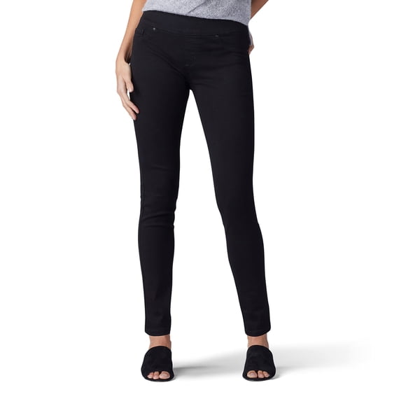 LEE Women's Sculpting Slim Fit Skinny Leg Pull On Jean, Black, 4