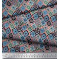 thumbnail image 2 of Soimoi Satin Silk Fabric Square Geometric Print Fabric by Yard 42 Inch Wide, 2 of 3