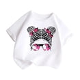 thumbnail image 3 of LUOGENLI T-Shirt pour Filles Enfant Filles Mignon Imprimé Graphique Col Rond Manche Courte Tee Été Décontracté Chemise Hauts Maxi Hauts Ensemble Boho Blanc 7-8 Ans, 3 of 5