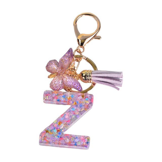 lionlar Porte-Clés en Résine Ornements Filles Femmes Cadeaux Alphabet Anglais Porte-Clés Z Z