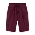 thumbnail image 2 of DPTALR Women's Summer Elastic Waist Drawstring Side Pocket Solid Color Short Pants 5/4, 2 of 6