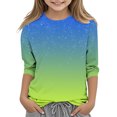 thumbnail image 1 of Posijego Garçons Filles T-Shirt à Manches 3/4 Imprimé Col Rond T-Shirts d'Été Hauts Décontractés pour Enfants, 1 of 4