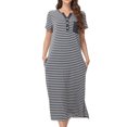 thumbnail image 3 of Jovati Longue Chemise de Nuit pour Femmes, Robe de Nuit en Coton à Col Rond, Manches Courtes, Coupe Ample, avec Poches, Blanc Rouge Vin Gris Foncé Vert Armée, 3 of 7