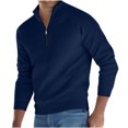 thumbnail image 1 of Chandails pour Hommes Col Montant Demi-Fermeture Éclair Élasticité Tricot Base Manches Longues, 1 of 9