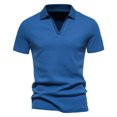 thumbnail image 1 of Birdeem Mode Hommes Décontracté Ajusté Col Rabattu Couleur Unie Manches Courtes T-Shirt Hauts Blouse, 1 of 7
