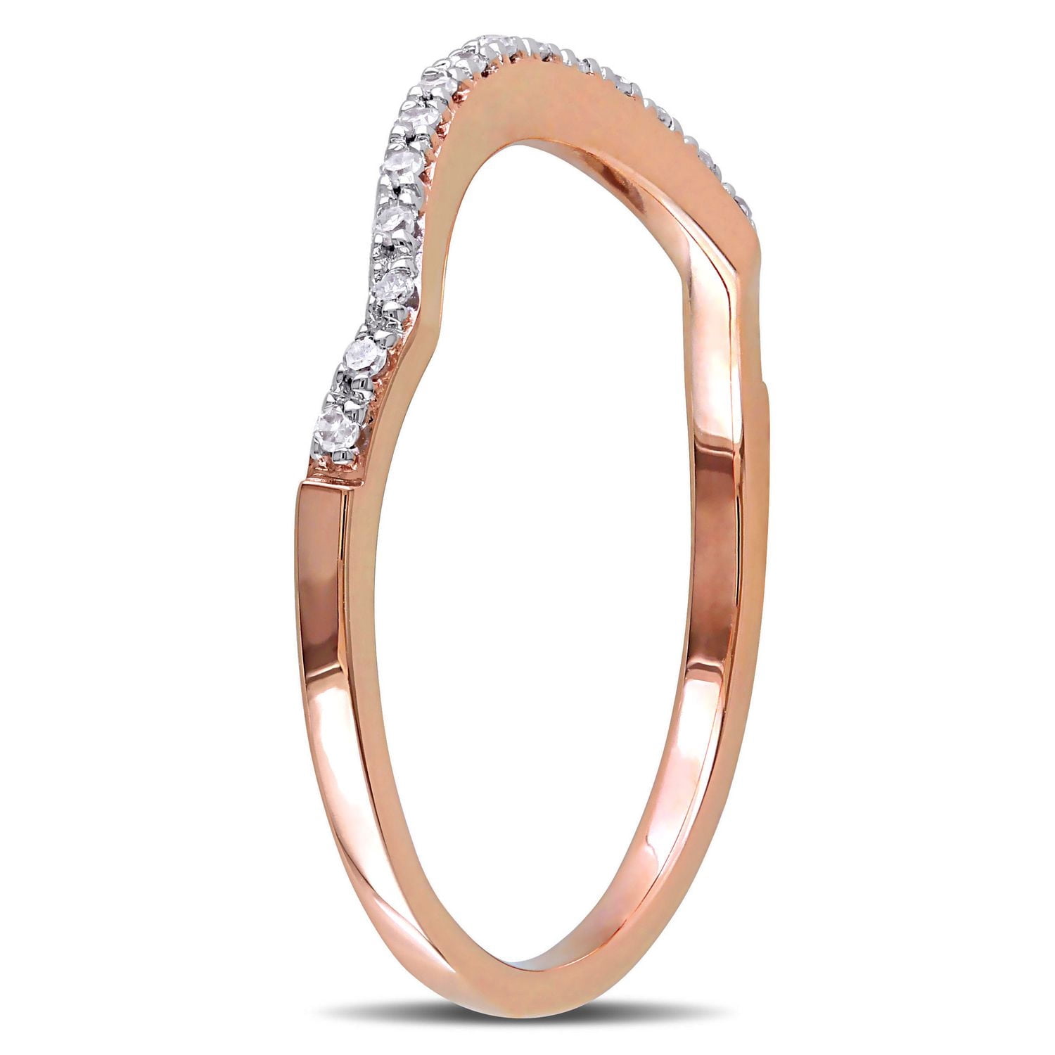Miabella Diamond-Accent 10 K Rose Gold Contour Semi-Eternity Wedding Band
