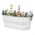 thumbnail image 1 of Galvanized Beverage Tub Oval Ice Bucket for Beer Champagne Cocktail Cooling, Rustic Metal Container, 1 of 3